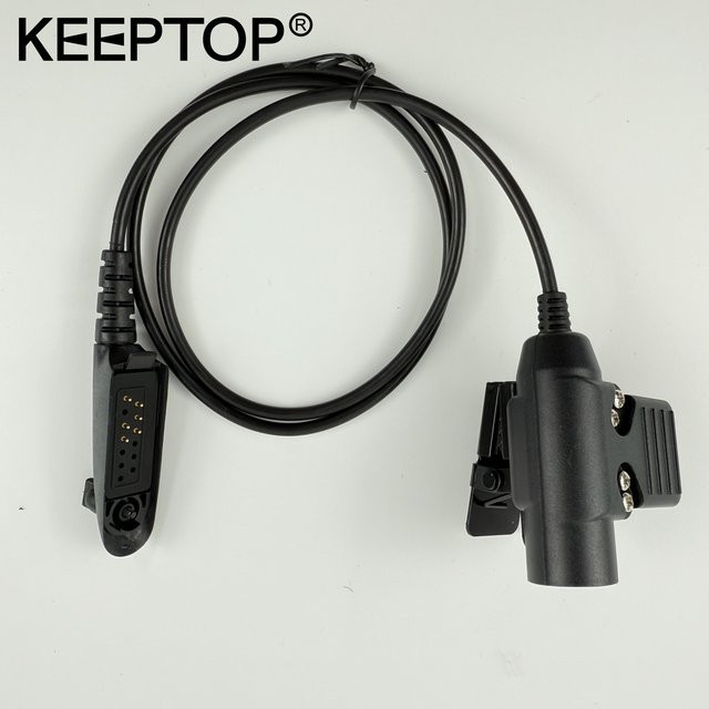 KEEPTOP Taktischer U94 PTT 7.1 Kabelstecker Headset-Adapter für Motorola Walkie Talkie, Schwarz - Bild 1