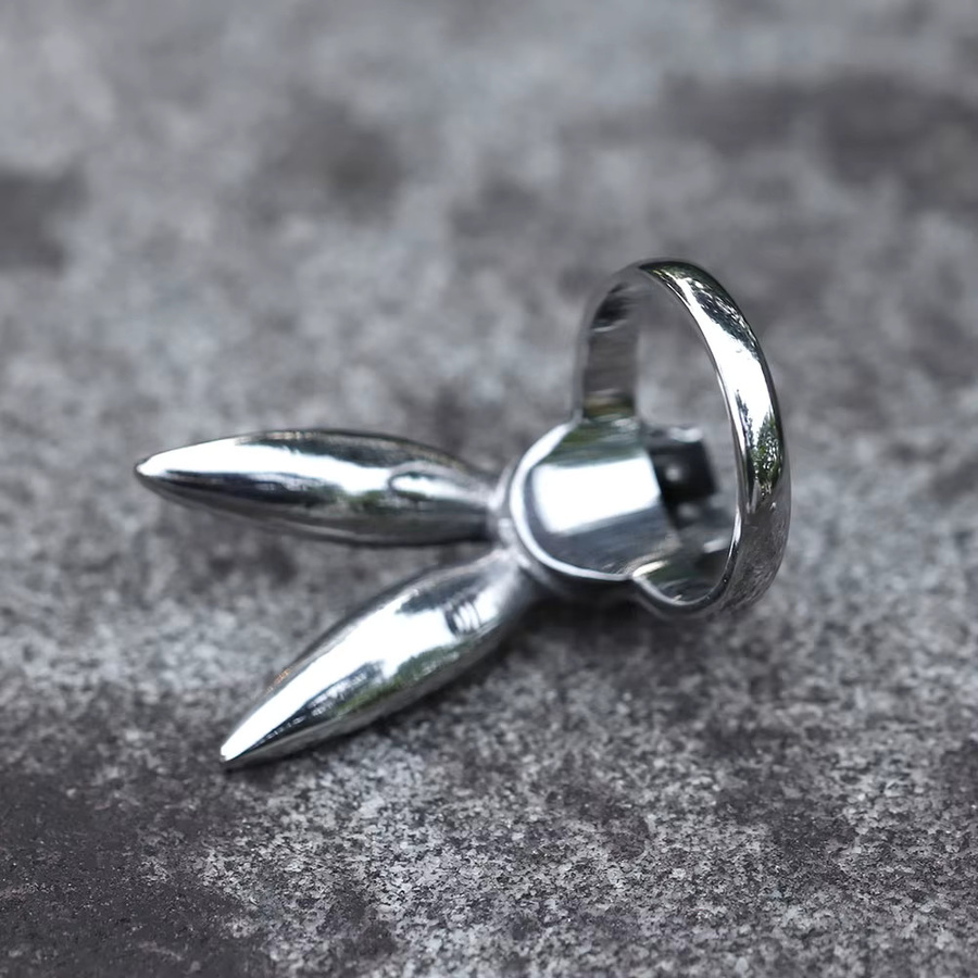 Herrenring Edelstahl, Vintage, Totenkopf, Silber - Bild 2