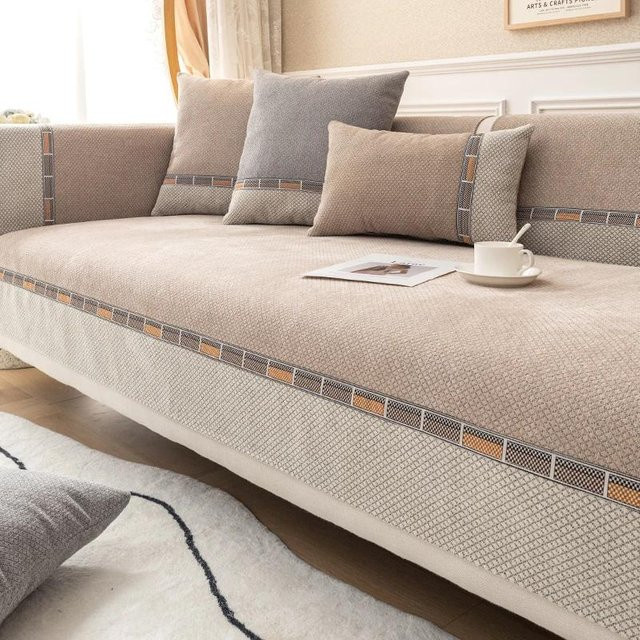 Four Seasons Chenille Sofakissen in Beige, quadratische Schutzhülle für dein Sofa, B/B: 70 x 70 cm - Bild 1
