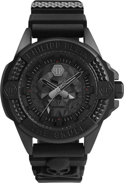 Philipp Plein Armbanduhr, Totenkopf, Quarz, Edelstahl, Silikon, Schwarz, Herren - Bild 1
