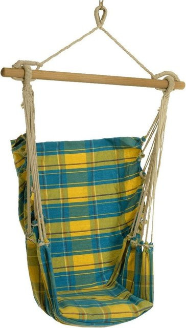 Conacord Mycona Hängesitz Palermo im Boho-Stil aus Holz und Stoff für Erwachsene in Gelb, Türkis oder Blau - Bild 1