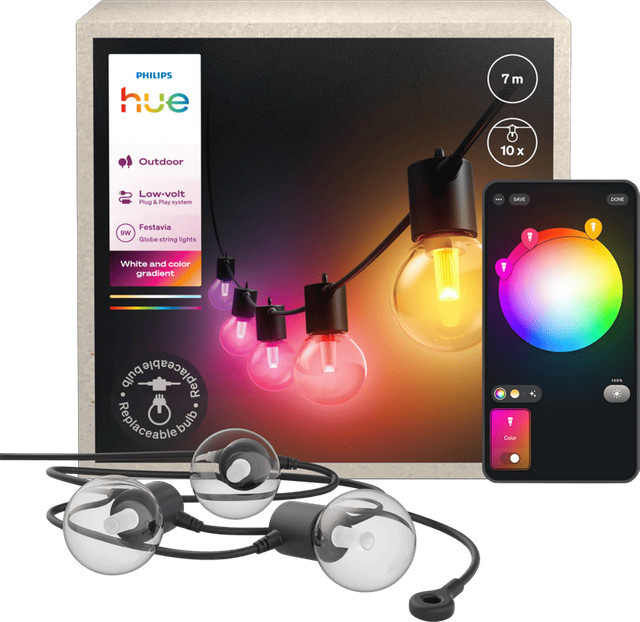 Philips Hue Festavia Globe LED Lichterkette Multicolor mit 10 Kugelleuchten und Fernbedienung - Bild 1