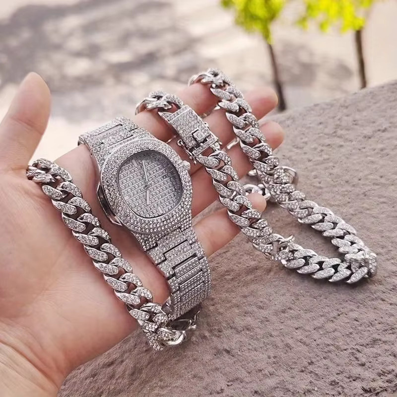 RUNERR Armbanduhr Quarz, Edelstahl, Silber, Diamant, Zirkonia, Herren - Bild 2