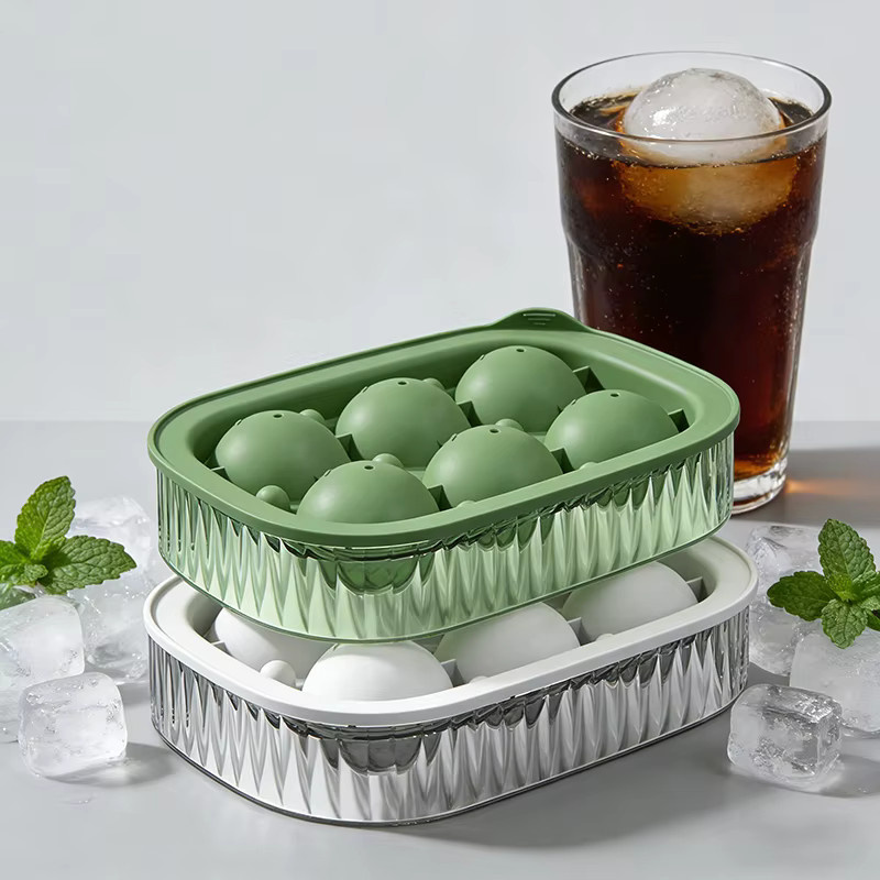 JYN 6er-Set Silikon Eiswürfelformen in Gelb und Grün, runde Eiswürfelformen für Whisky und Eiscreme - Bild 2