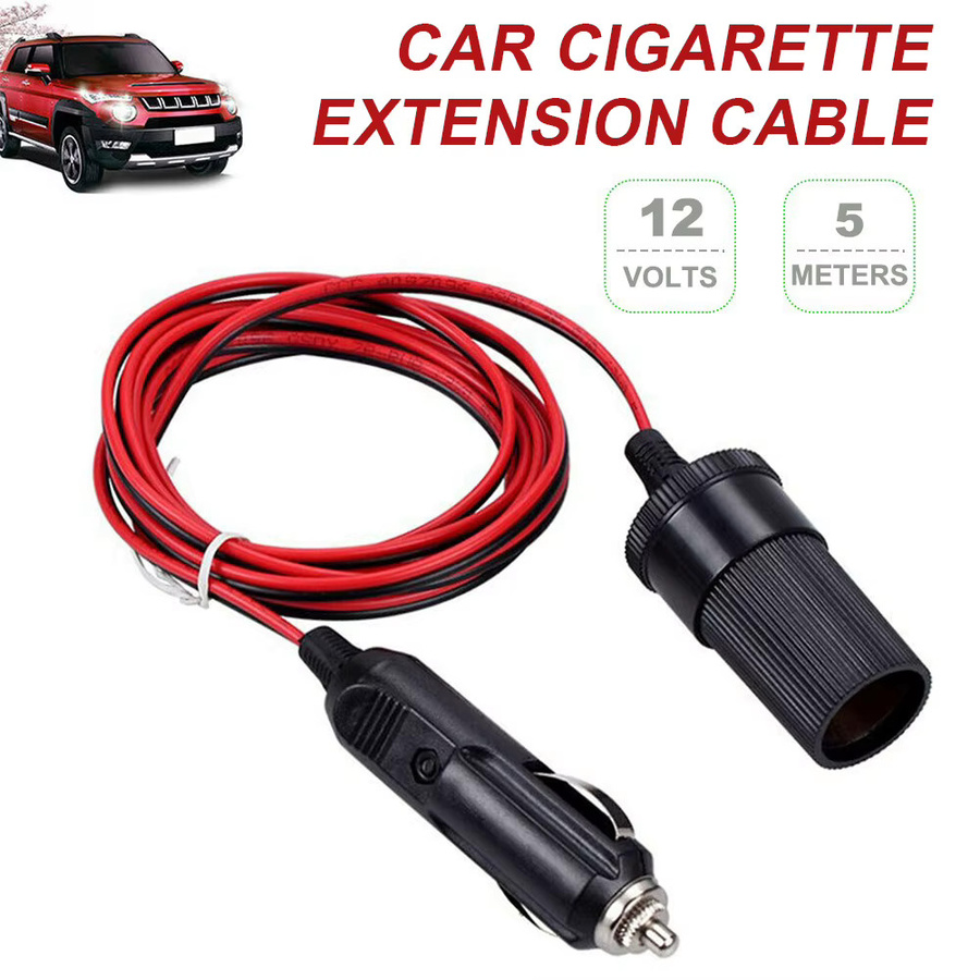 Auto Zigarrenanzünder Verlängerungskabel mit Anzeige und LED-Licht, 12/24V Adapterkabel für Stecker zu Buchse, Farbe: Schwarz - Bild 4