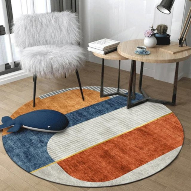 Runder Teppich von HGHT in Multicolour, modernes geometrisches Design aus Polyester, Durchmesser: 80 cm - Bild 1