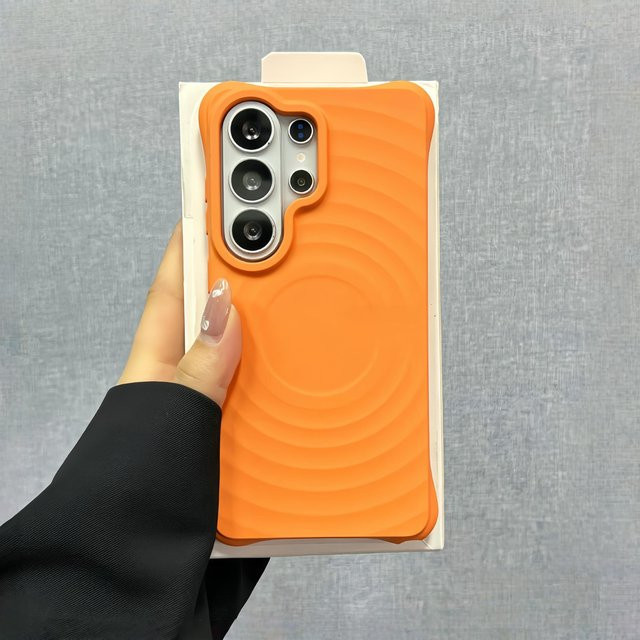 Silikon Schutzhülle mit Rippel-Struktur für Samsung Galaxy S26 S24 S23 Ultra Plus, Magnetisch, Orange - Bild 1