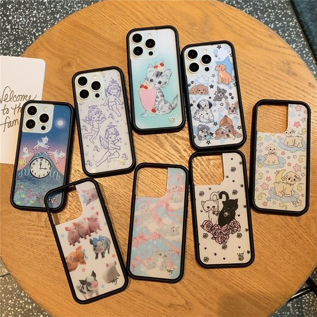 Wildflower Handyhülle mit Katzen und Engel-Motiv für iPhone 12 bis 17 Pro Max Plus, Stoßfest, Mehrfarbig - Bild 1