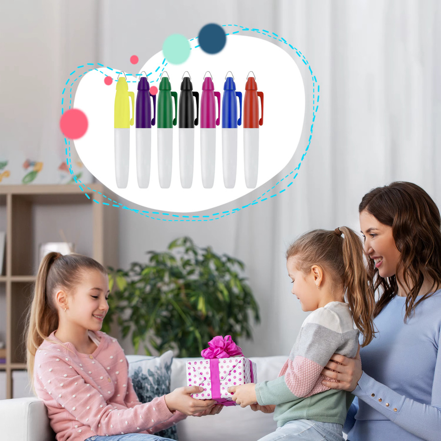 10er-Pack Mini-Permanentmarker mit feiner Spitze in Blau und Multicolour für Büro, Kunst und Outdoor - Bild 3