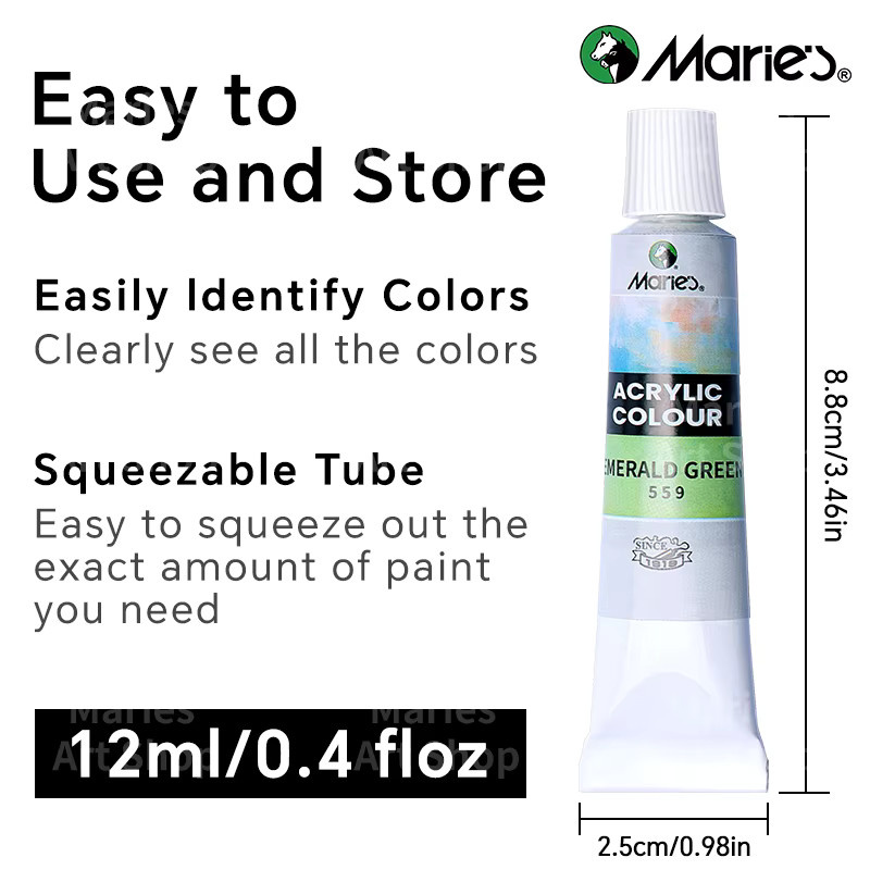 Marie's Acrylfarben-Set Multicolor, 12 oder 18 Farben à 12 ml Tuben für Leinwand, Holz und Kunsthandwerk - Bild 3