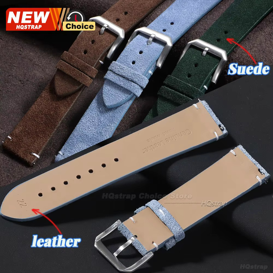HQstrap Uhrenarmband Leder, Wildleder, 20mm 22mm, Unisex - Bild 2