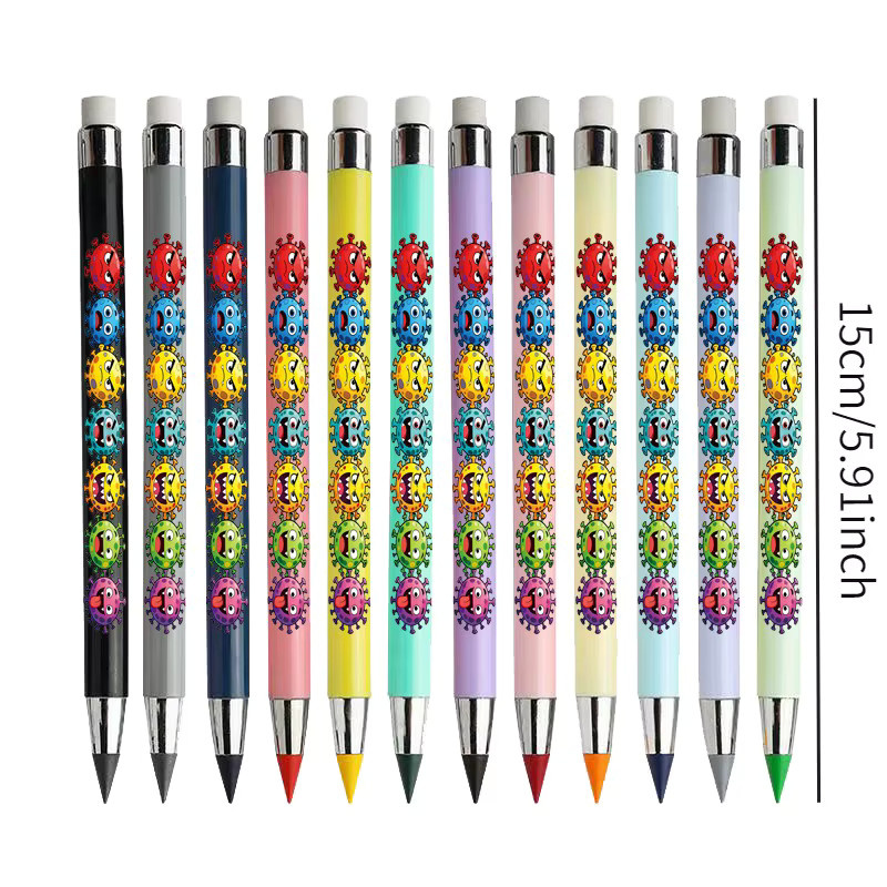 Creative Virus Series Eternal Pencil Nicht schärfender schwarzer Bleistift in Schwarz und Multicolour, 12 Stück - Bild 2