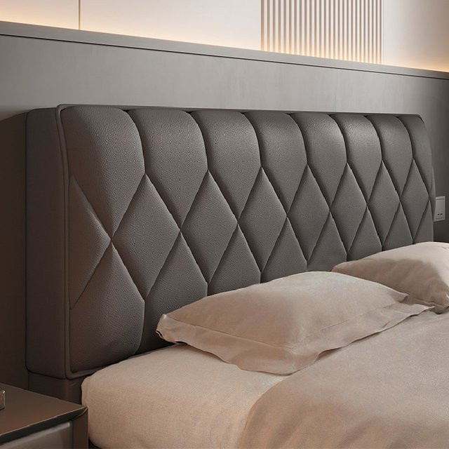 Luxus Bettkopfteil Abdeckung aus PU Leder mit Steppdesign zum Staubschutz - Bild 1