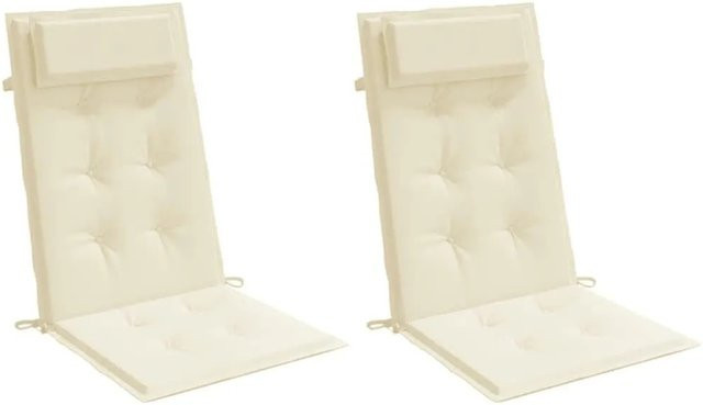 vidaXL Set aus 2 Hochlehner-Auflagen aus wasserabweisendem Oxford-Gewebe in Creme - Bild 1