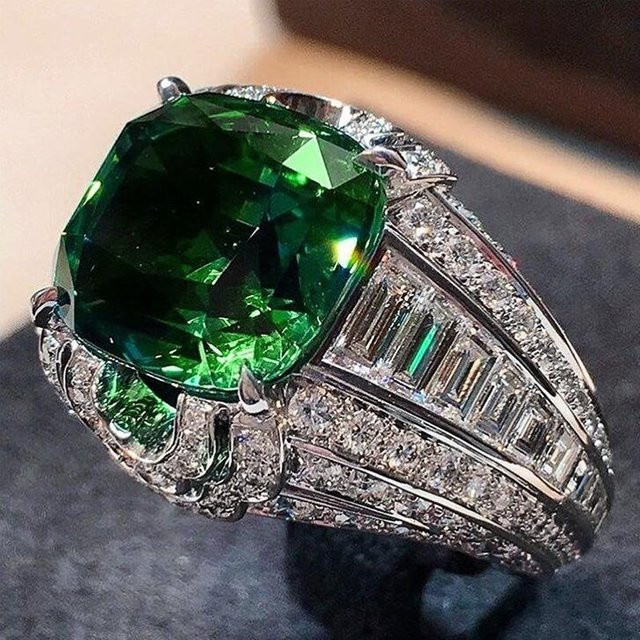 Huitan Neue Ring, Kupfer, Grüner Stein, Zirkonia, Damen - Bild 1