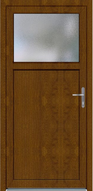 Kunststoff-Nebeneingangstür PANTO mit Glaseinsatz in Golden Oak, B: 98 cm, H: 198 cm, DIN Rechts - Bild 1
