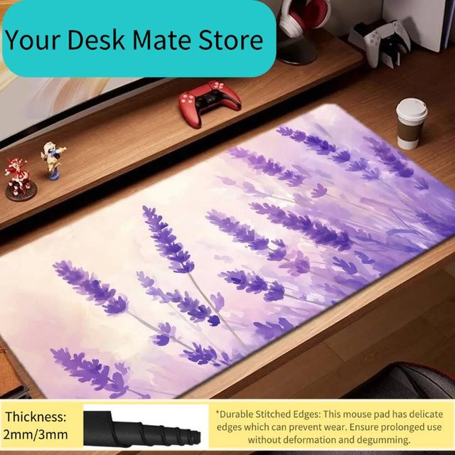 Potdemiel Gaming-Mauspad Lavender Field XXL in Schwarz-Lila, B/T: 900 x 400 mm - Bild 1