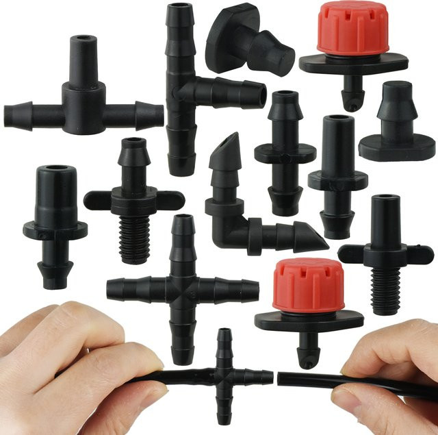KESLA Stachelverbinder für Tropfbewässerung, 4/7 mm und 1/4 Zoll Schlauchanschluss, Schwarz, 50 Stück - Bild 1