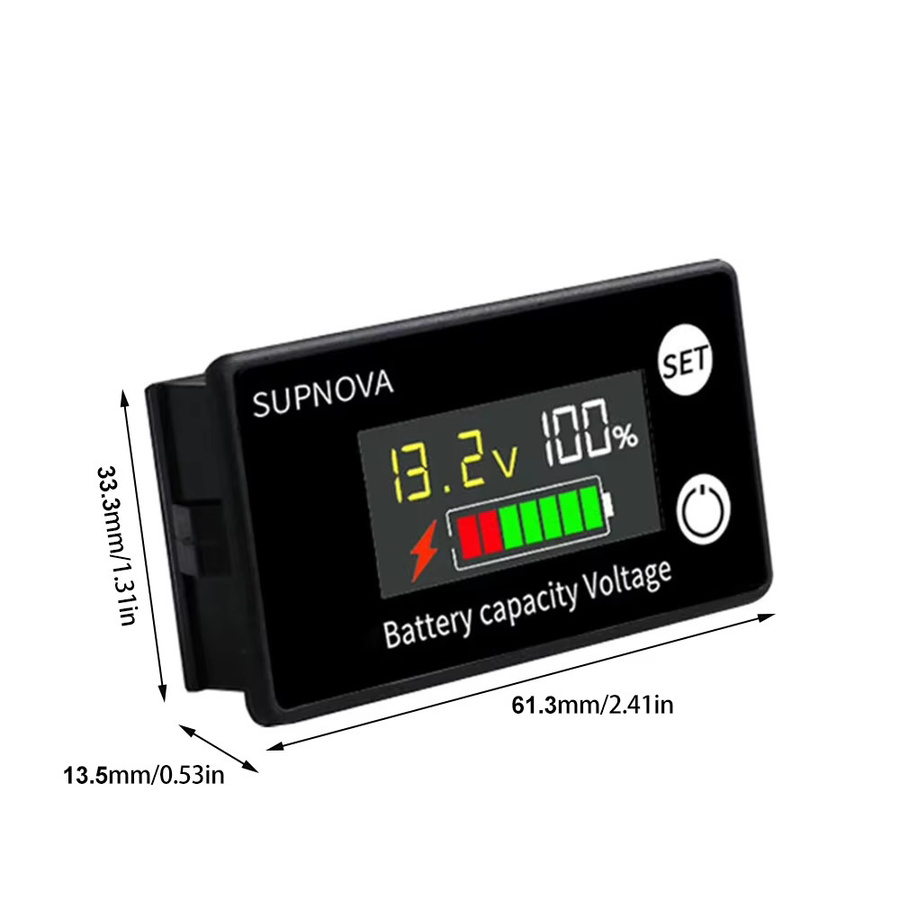 diymore Batteriekapazitäts-Füllstandsanzeige DC 8V-100V für Blei-Säure, Lithium und LiFePO4, Spannungsmesser für 12V 24V 48V 72V, Schwarz - Bild 3