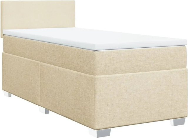 vidaXL Boxspringbett Hybrid mit Matratze und USB-Ladeport, Farbe: Creme/Beige/Weiß, B/T/H: 100 x 200 cm - Bild 1