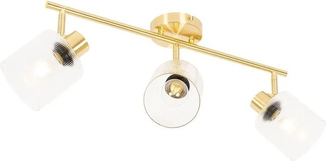 QAZQA Deckenstrahler Laura in Gold mit transparentem Glas, 3-flammig und verstellbar - Bild 1