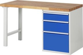 Rau Werkbank 7508A1 in Braun mit 3 Schubladen, B/T/H: 150 x 70 x 89 cm - Bild 1
