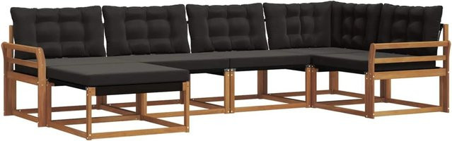 vidaXL Outdoor-Sofagarnitur 18-tlg. aus Akazienholz mit Kissen in Natur und Schwarz - Bild 1