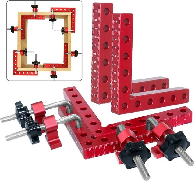 GDART 2er-Pack 90-Grad-Positionierungsquadrate aus Aluminiumlegierung in Rot als rechtwinklige L-Typ-Eckklemme für die Holzbearbeitung - Bild 1