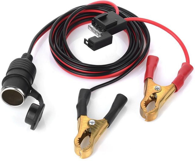 VehicleKit Auto-Zigarettenanzünder-Buchse mit Krokodilklemmen-Anschluss und 2FT Kabel in Schwarz - Bild 1