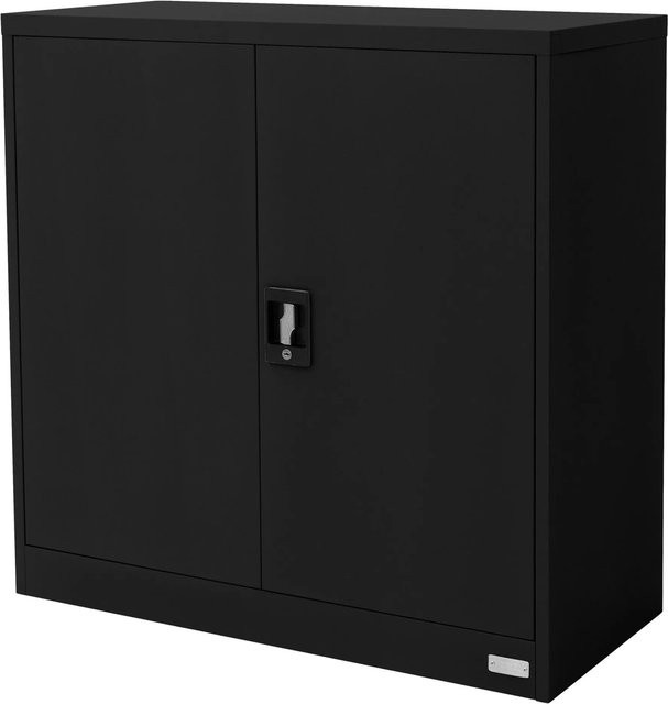 ML-Design Aktenschrank aus Metall mit 2 Türen und Schloss, Schwarz Matt, B/T/H: 90 x 40 x 90 cm - Bild 1