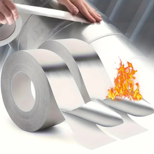 Hochtemperaturbeständiges Aluminiumfolienband in Silber für Auspuffrohr-Dichtungen und Küchenisolierung, Dicke: 0,1 mm - Bild 1