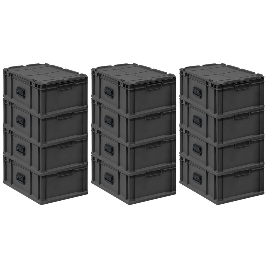 PROREGAL Supersparset 12x Eurobox Nextgen Portable Transportbehälter Schwarz, H x B x T: 23,5 x 40 x 60 cm, 44 Liter - Bild 2