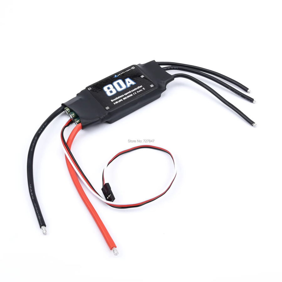 Readytosky 80A Brushless ESC Geschwindigkeitsregler mit 5V 5A UBEC für RC-Flugzeuge, Helikopter und Drohnen, Schwarz - Bild 2