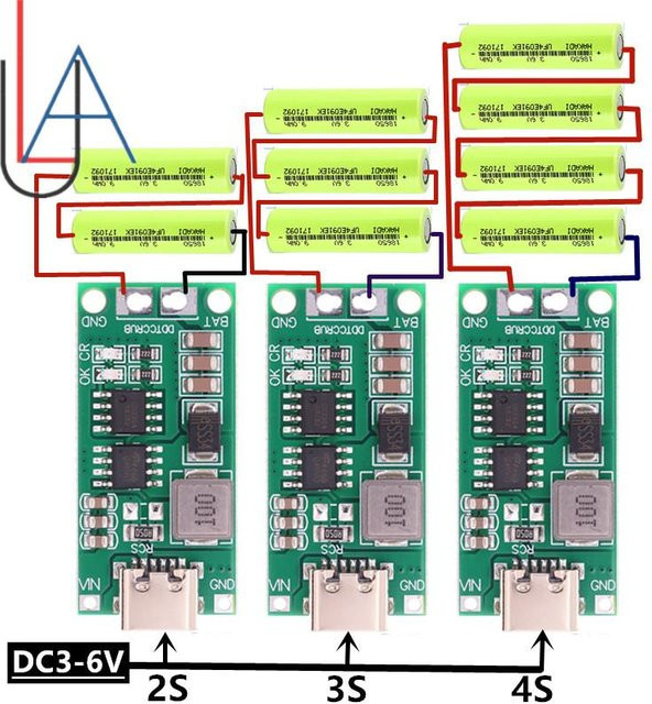 LAUBEI Typ-C Boost Step-up Ladegerät für Lithium-Ionen- und LiPo-Akkus 2S 3S 4S in Grün - Bild 1
