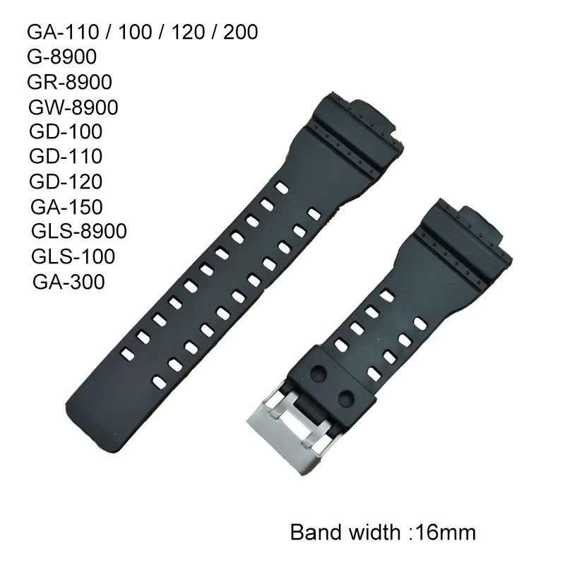 Casio Uhrenarmband, Silikon, Edelstahl, Schwarz, Unisex - Bild 4