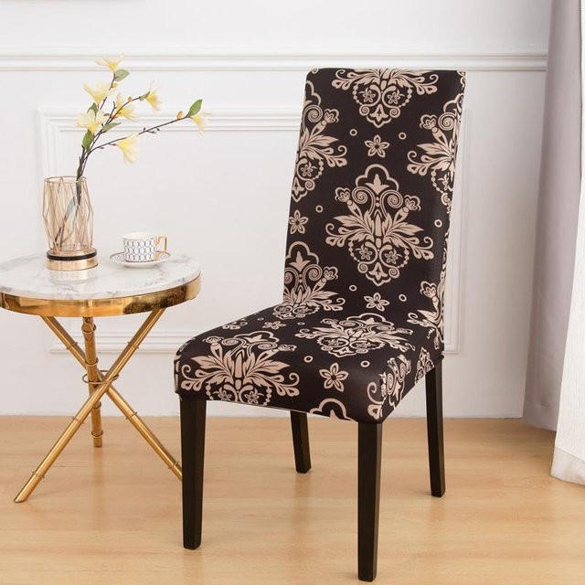 Bestbags Elastischer Stretch Stuhlbezug mit Grafikprint in Schwarz für Esszimmerstühle und Bürostühle - Bild 1