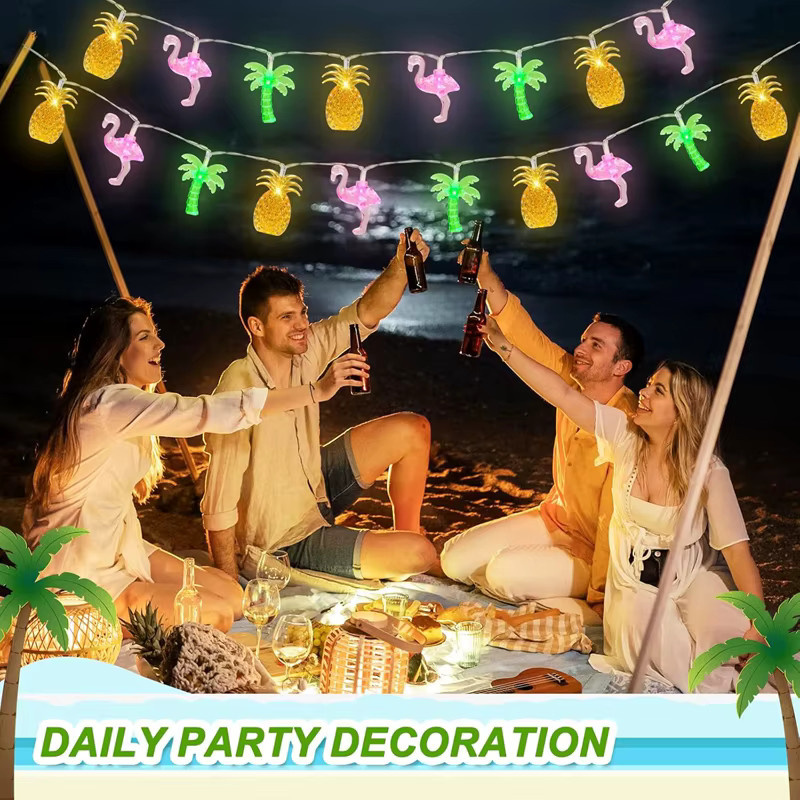 ZQNYCY LED Lichterkette mit Flamingo und Ananas in Multicolour, 1,5 m Länge, tropische Dekoration für Sommer, Party und Hochzeit - Bild 3