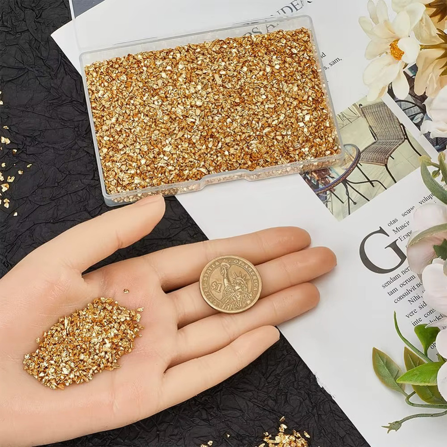 Goldene Crushed Glass Glitter Dekoglas-Splitter für Bastelarbeiten, 99 g - Bild 2