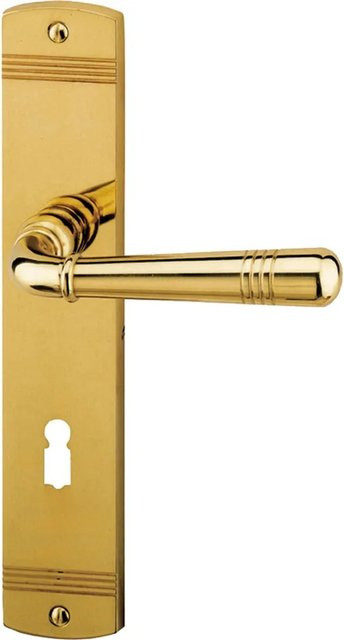 Alpertec Langschildgarnitur für Zimmertüren mit Buntbart in Messing Poliert und Gold - Bild 1