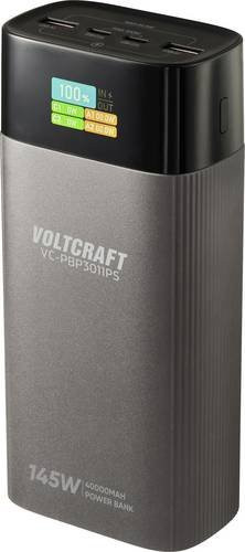 VOLTCRAFT VC-PBP3011PS Powerbank 40000 mAh USB PD 3.0 LiPo Silber matt mit Statusanzeige - Bild 1
