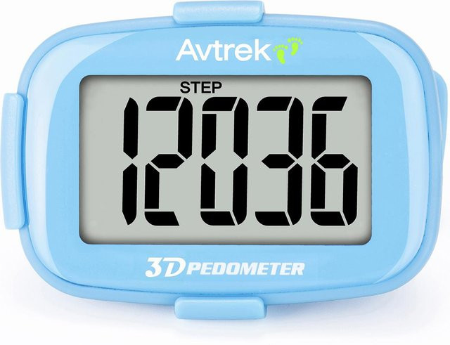 Avtrek 3D Digitaler Schrittzähler in Blau als sportliche Mini-Taschenuhr für Erwachsene, Kinder und Senioren mit 12/24H Zeitfunktion - Bild 1
