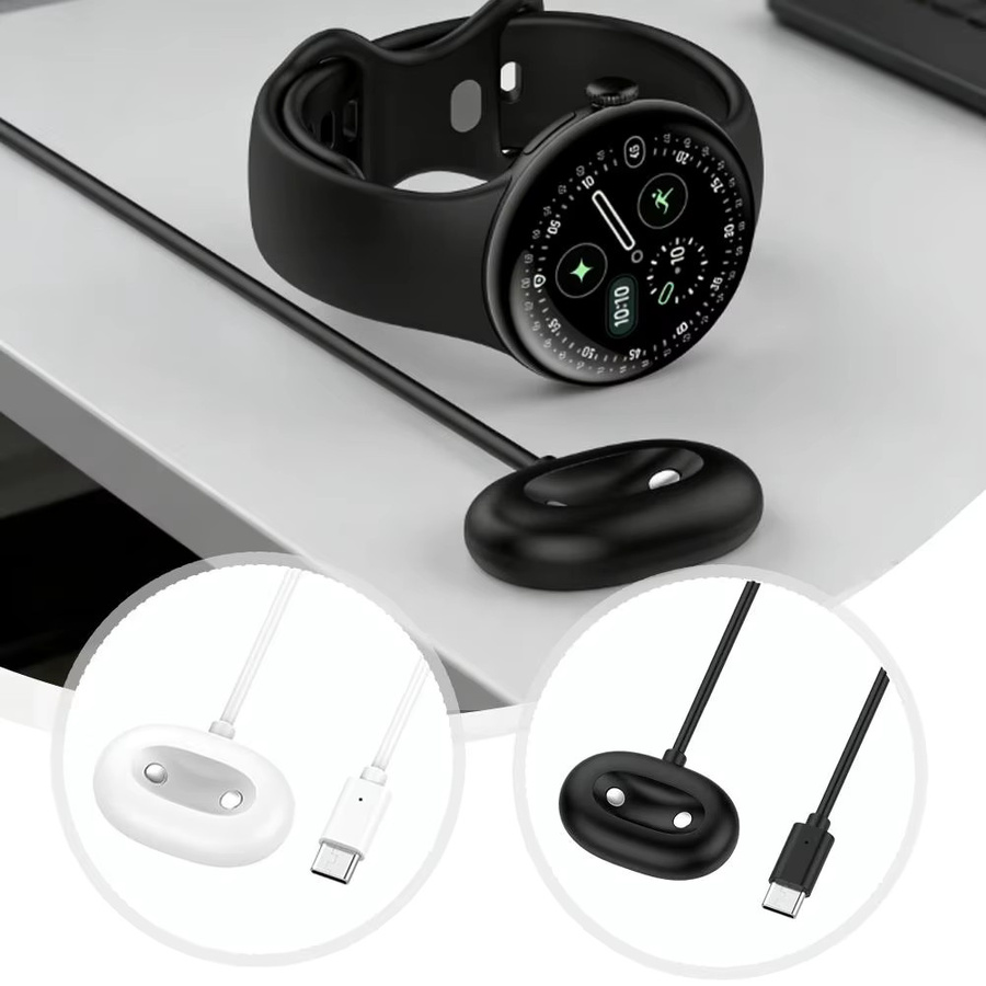 Google Pixel Watch 4 Schlüsselanhänger Kabelloses Schnellladegerät mit seitlichem Dock, Schwarz - Bild 5