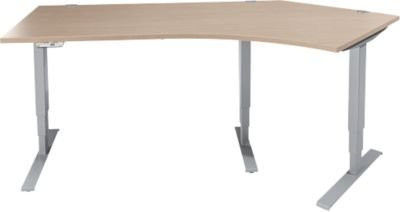 Schäfer Shop Genius Winkelschreibtisch AERO FLEX, elektrisch höhenverstellbar, 135 Grad Winkel rechts, Eiche und Weißalu, B: 216,5 cm - Bild 1