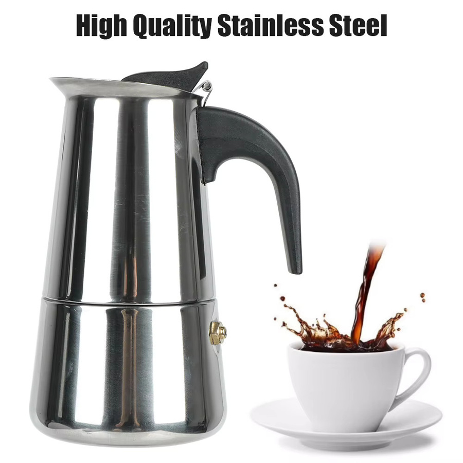 Edelstahl Moka Kaffeemaschine für Espresso, Mokka und Latte in Silber - Bild 2