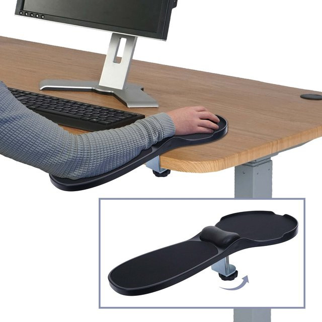 MCW 2in1 Ergonomische Armauflage mit Mauspad N76 in Schwarz, 90 Grad verstellbare Gelenkstütze und Handgelenkkissen - Bild 1