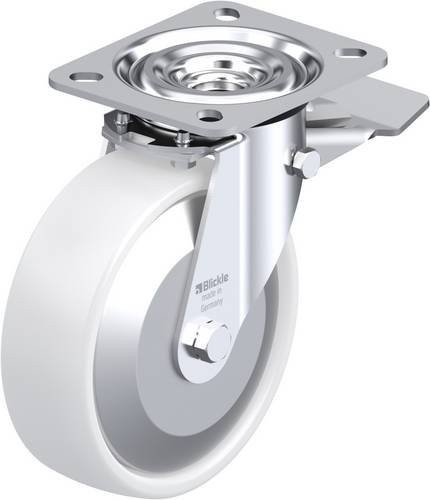 Blickle Lenkrolle L-PPN 125R-ST-FA mit Feststeller in Weiß, Rad-Durchmesser: 125 mm, Tragfähigkeit: 200 kg - Bild 1