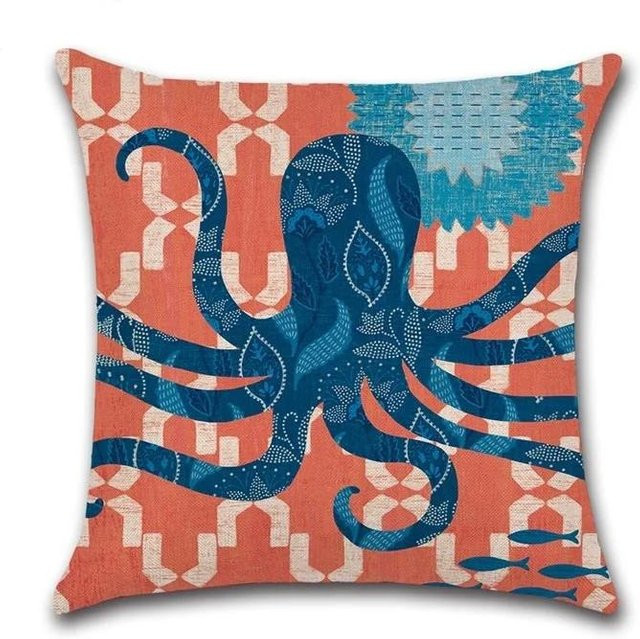 MHGNG Kissenbezug mit Meeresschildkröte-Motiv in Multicolour, nautisches Muster aus Polyester, B/B/H: 30 x 30 x 30 cm - Bild 1