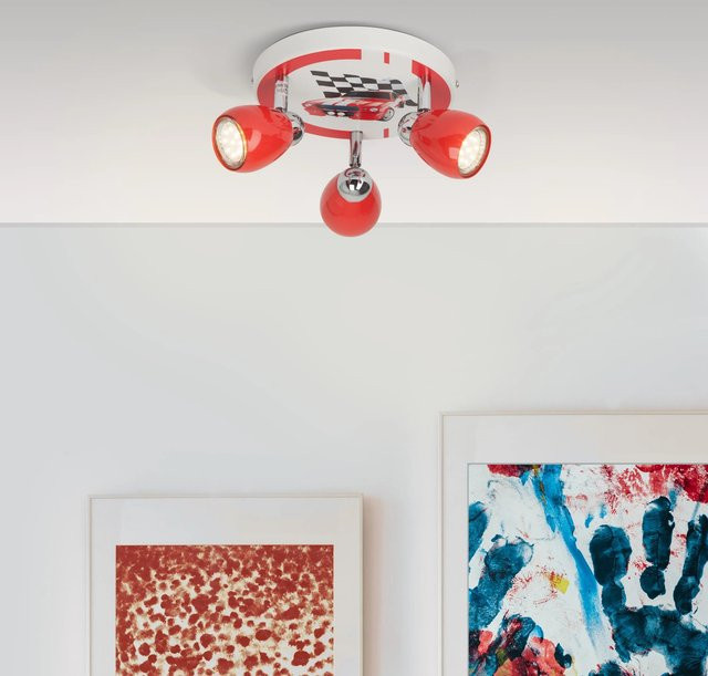 Brilliant LED-Spotrondell Racing 3-flammig in Rot, Weiß und Schwarz für dein Kinderzimmer - Bild 1
