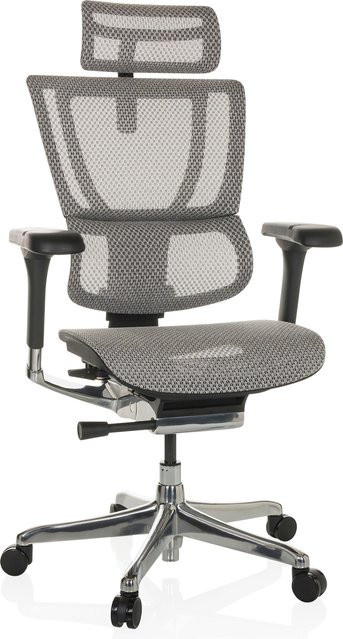 hjh OFFICE Luxus Chefsessel ERGOHUMAN SLIM GEN2 in Grau mit Netzstoff, Kopfstütze und Armlehnen, höhenverstellbar - Bild 1