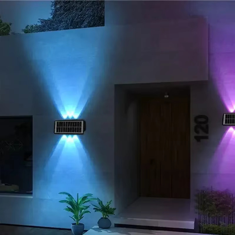 VENUSWING Solar-LED-Wandleuchte für den Außenbereich in Schwarz, moderne Up-and-Down-Beleuchtung für Garten, Balkon und Innenhof - Bild 5